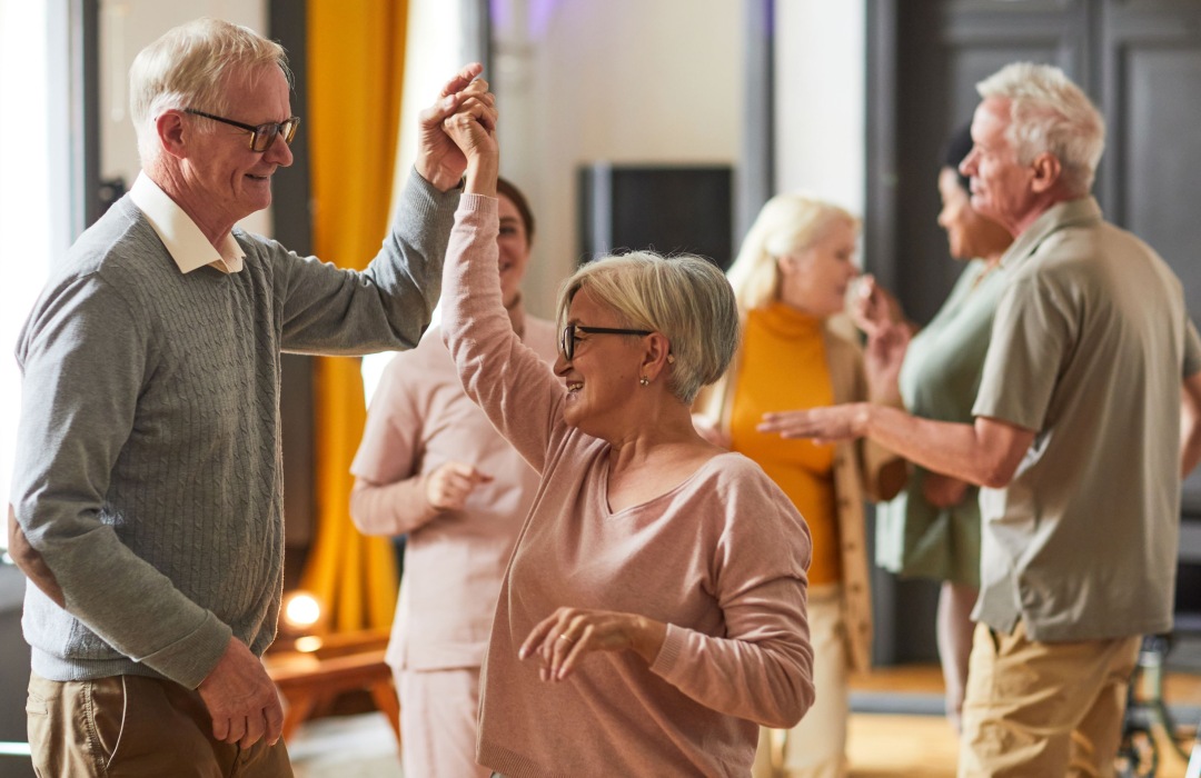Senior Care Community couple dancing