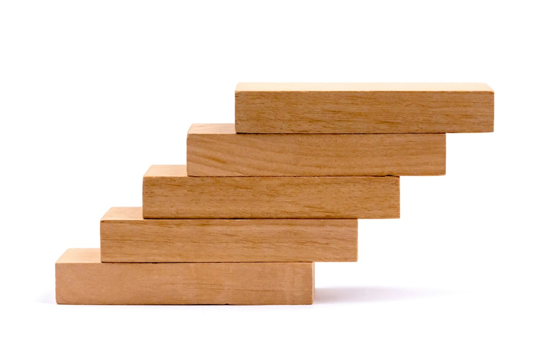 Senior Care Levels Wooden blocks going up like steps