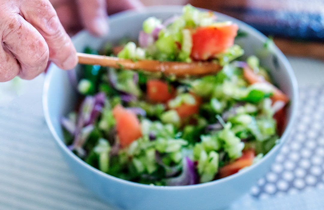 Nutrition & Diet Woman mixing a salad